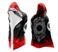 Générique Costume mistico di Halloween da uomo con cappuccio stampato 3D sul tema della mitologia nordica felpa con cappuccio Samurai Assassino Giapponese Costumi di Halloween Y2K, V Rosso, S