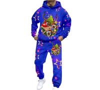 Générique Costume natalizio da uomo con pantaloni formali a sarto, con un comfort casual e un design moderno, perfetto per feste e carnevale, blu, 4X-Large