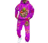 Générique Costume natalizio da uomo con pantaloni formali a sarto, con un comfort casual e un design moderno, perfetto per feste e carnevale, viola., XXXL