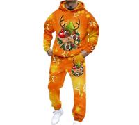 Générique Costume natalizio da uomo con pantaloni formali a sarto, con un comfort casual e un design moderno, perfetto per feste e carnevale, arancione, S