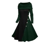 Générique Costume per Halloween, per autunno, donna, a maglia, con stampa a quadretti, con cappuccio, falsi bottoni, alveare, collo a sciarpa, top a linea, costume di Halloween da ragazza