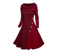 Générique Costume per Halloween, per autunno, donna, a maglia, con stampa a quadretti, con cappuccio, falsi bottoni, alveare, collo a sciarpa, top a linea, costume di Halloween da ragazza