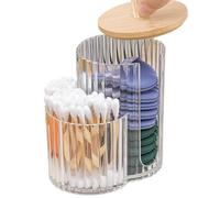 Générique Cotton Pad Holder - Qtip Holder - Trasparente PP Dust Proof Vanity Organizer 12 x 10 cm | Clear Cotton Rounds Storage Jar With Lid for Bathroom Restroom Desktop Cabinet Bedroom Dorm Use