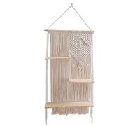 Générique Cotton Rope Tapestry Storage Rack, Boho Wall Shelf, 3 Tier Cotton Rope Plant Shelf, Decorative Storage Shelving, Macrame Wall Hangings Floating Shelves for Kitchen and Bathroom