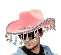 Générique Cowboy Hats Party, Western Cowboy Hat, 12,99 x 11,81 in Glittering Headgear, Cinque punte Star Tassels, Donna Fashion for Masquerade Event, Costume Accessory, Stylish Headgear