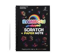 Générique cratch Art Notebook - 7,48 pollici Educational Drawing Book with Wooden Styluś | Creative DIY Scratch-Off Paper for Kids - Fun Preschool, Kindergarten, and Travel Activity Kit