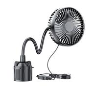 Générique Cup Holder Fan, Blowing Fan, USB Powered Adjustable Speed Compact Flexible Head Sturdy Clamp ABS Material Extended Cord, Air Cooler for Vehicle SUV Travel Outdoor, 0,85 x 0,54 pollici, Black