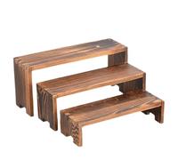 Générique Cupcake Display Stand Rettangolare Torta Dessert Holder Riser, Rustic Tiered Shelf, 24 x 11 x 7,5 cm Natural Wood, for Jewelry Figures Perfume Decor Oro Setup Appealing Manner