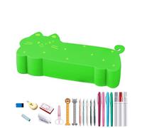 Générique Custodia in silicone per matite, gatto sagomato, 8,66 x 1,97 x 3,74 pollici, flessibile, chiusura lampo per Desk, scuola forniture per bambini, Classroom, casa, dorm, viaggio, verde, Se