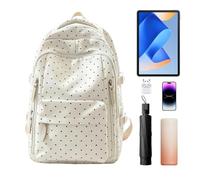 Générique Cute Backpack Women | Impermeabile Nylon Dot Bookbages, bianco | Bookbag portatile per Hiking Adventure Outdoor School College Travel Commuting Office Work Gym