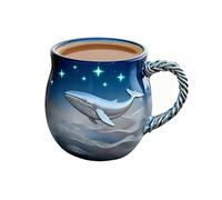 Générique Cute Coffee Mug - sea color Animal Print Cup, Decorative Dolphin Wave Glass, Fun Present Idea, Elevates Drink Presentation for Hot or Cold Beverages, Blue Trasparent, 4,72 x 3,15 x 3,35