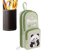 Générique Cute Pencil Case, Capybara Panda Pen Holder, 6 strati Aesthetic Pen Organizer, 9,5 x 7 x 21 cm Pencil Pouch for Stationery, Portable Storage Ideal for School Use, Green and Brown, verde, Se