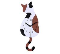 Générique Cute Wall Clock,Cat Design with Swing Tail Battery Operated - Ergonomic Visual Comfort Wall Decor Clock,ES05644 for Dormitory Hotel Restaurant Businesses Rental Living Room Kitchen