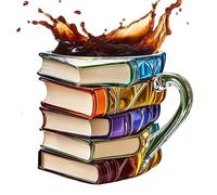 Générique da caffè a forma di libro decorativo | da tè e acqua con motivi dipinti di libri - Elegante in acrilico retrò per la casa, l'hotel, il ristorante e le bevande