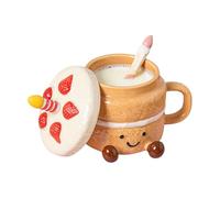 Générique da caffè in ceramica, 400 ml, con coperchio, cucchiaio e | Tazza in ceramica per Natale, compleanno, casa, ufficio, scuola, caffè, bevande calde o
