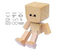 Générique Dashboard Decor, Wooden Doll with Movable Joint for Auto, Wiggling Wooden Man Decorations, Van Truck Interior Road Work Long Drive Daily Commute School Vacation