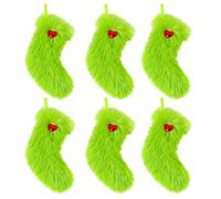 Générique Decorazione di calze di Natale, decorazione di calze di Natale, verde | 6 pezzi, sacchetti per dolcetti verdi di Natale, sacchetto di caramelle in peluche per decorazione di Natale, camino,