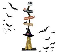 Générique Decorazione Halloween - Scopa illuminante LED per casa esterna, accessorio luminoso fantastico per la notte | Pannello Scopa Legno per giardino, Terrazza, ingresso tema, horror