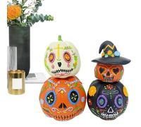 Générique Decorazione | Statuine Di Resina Di Zucche di Halloween 4 Pezzi Ornamenti Da Ufficio Impilabili Magnetici | Day of The Dead Pumpkinn Statues for Festival Party Home Holiday Bedroom
