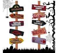 Générique Decorazioni Halloween per esterni - Set di 10 pannelli direzionali spaventosi | Accessori Horror per Photobooth Giardino Festa,Decorazione Cortile Cimitero Carnival Casa