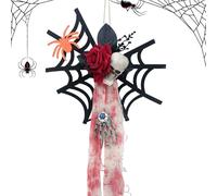 Générique Decorazioni per Halloween, Haunted House Decor, 19,69 x 12,2 pollici con Spider e Skull, Creepy Hanging Ornament for Indoor Festival Display, Home, Party Setup, Horror-Themed Prop
