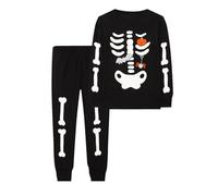 Générique Deguisement Halloween Bambino Pigiama Fosforescente Scheletro Costume Bambino Halloween per Indumento Notte Ragazzi Ragazze 2-8 Anni