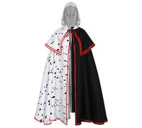 Générique Deguisement Halloween mantello a contrasto nero bianco spettacolo nastro cappuccio peluche costume Halloween