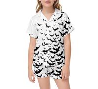 Générique Deguisement Halloween Ragazza Pigiama Stampato Pipistrelli Costume Bambino Halloween per Indumento Notte Morbido