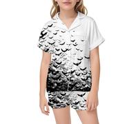 Générique Deguisement Halloween Ragazza Pigiama Stampato Pipistrelli Costume Bambino Halloween per Indumento Notte Morbido