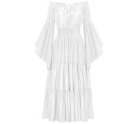 Générique Deguisement - Vestito da donna, per cosplay, stile gotico, retrò, per Halloween 2025, elegante, a una spalla, con maniche a campana, vita aderente, per donne