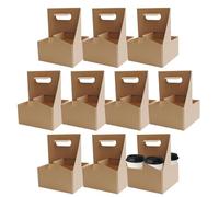 Générique Delivery Drink Carrier, 10X Cup Holder Tray, Sturdy Cardboard Box, Beverage Transport Organizer, Ideal for Food Pickup, Bottle Handling, Takeout Service, Cafe, Ristorante Supply