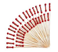 Générique - Denti per aperitivi - Spiedino con perla e corda, set di 100 pezzi | Spiedini antipasto 11,9 cm | per serate cocktail, matrimoni, bevande, frutta, dessert