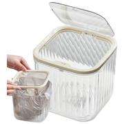 Générique Desk Trash Can, Desk Garbage Can Press Lid, 6,02 x 6,02 x 5,51 pollici Trasparente Space-Saving Container, Cosmetics Organizer Vanity Waste Basket for Bathroom