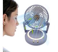 Générique Desktop Fan, portatile pieghevole Cooling Fan, 6.69-Inch Pace-Saving Design Led Lights Quiet, Oscillating Desk Cooler for Apartment, Camping, Outdoor, Abs Material