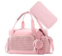 Générique Diaper Tote Bag, Large Capacity Kids Diaper Bag, Includes Pacifier Case, Reusable Travel Organizer, Multi-Compartment Design, 17,72 x 9,06 x 11,81 pollici, Ideal for Labor, Delivery, rosa,