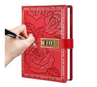 Générique Diario Intimo con Blocco, B6 con Password, 224 pagine in pelle rosa, copertina rigida a righe per adolescenti adulti, viaggi, compleanno, Natale, scuola
