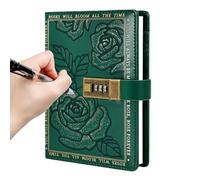 Générique Diario intimo con serratura - Taccuino B6 con password | 224 pagine in pelle rosa, copertina rigida a righe per adolescenti adulti, viaggi, compleanno, Natale, scuola