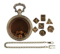 Générique Dice Set, Pocket Watch Case Pendant, Vintage Metal Polyhedral Design, Compact RPG Dice Holder, Chain Necklace Accessory, Ideal for Tabletop Games, Cosplay, Role Playing Use