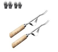 Générique Diserbo Manuale Strumento Stagno Fioriera Manuale Diserbo in Acciaio Inox con manico Legno Paletta Giardinaggio Strappo Dente di Leone