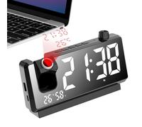 Générique Display a LED Clock, Smart Bedroom Alarm Clock, Digital Clocks Projector, 180 gradi Rotatable Timepiece, Modern Timepiece, Smart Projection Clocks for Bedrooms, 7,32 x 1,65 x 3,5 pollici