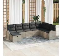 Générique Divano modulare esterno grigio con cuscino in rattan | Poltroncina giardino poly rattan grigio, telaio in acciaio verniciato a polvere, facile manutenzione, regolazione manuale