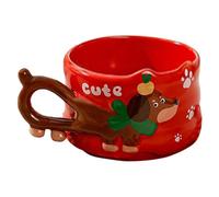 Générique Dog Mug - 380 ml 3D Dachshund Handle Ceramic Novelty Cup | Aesthetic Coffee Tazze per freddo Weather Outdoor Water Campfire Tea Game Home Camping Party Whiskey Beer and Others