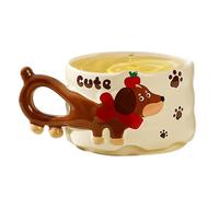 Générique Dog Mug - 380 ml 3D Dachshund Handle Ceramic Novelty Cup | Aesthetic Coffee Tazze per freddo Weather Outdoor Water Campfire Tea Game Home Camping Party Whiskey Beer and Others
