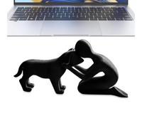 Générique Dog Sculpture Figurine Modern Art Decor, 3D Printed Abstract Desk Ornament, Resin Artwork for Home Office Playful Man and Dog Mini Statua Family Kids Adults Pet Lovers Shelf Display