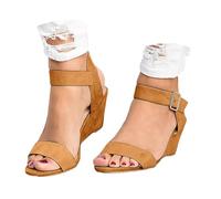 Générique donna sandali da donna, zeppa, suola spessa, valorizzando sandali cavi casual piattaforma esterna per Sandalo piatto confortevole Sandalo donna ammortizzazione, marrone, 37.5 EU