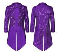 Générique Donne Costume Di FRAC Paillettes Blazer Manica Lunga Sparkle Jacket Glitter Coat for Evening Party Top Paillettes Donna Costume Di Carnival Costume Da Discoteca, malva, L