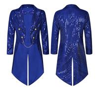 Générique Donne Costume Di FRAC Paillettes Blazer Manica Lunga Sparkle Jacket Glitter Coat for Evening Party Top Paillettes Donna Costume Di Carnival Costume Da Discoteca, blu, S