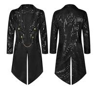 Générique Donne Costume Di FRAC Paillettes Blazer Manica Lunga Sparkle Jacket Glitter Coat for Evening Party Top Paillettes Donna Costume Di Carnival Costume Da Discoteca, Nero , S