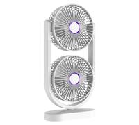 Générique Double Head Desktop Fan - Quiet ricaricabile Cooling, Personal Fan with Silent Motor, Table Fan with USB Charge, Portable Cooling for Office Bedroom, Summer Fans for Travel Camping