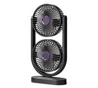 Générique Double Head Desktop Fan - Quiet ricaricabile Cooling, Personal Fan with Silent Motor, Table Fan with USB Charge, Portable Cooling for Office Bedroom, Summer Fans for Travel Camping